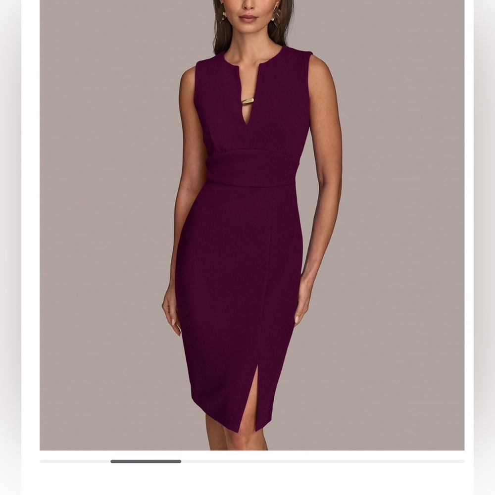 Donna Karan NY Women's Twist Hardware V-Neck Dress